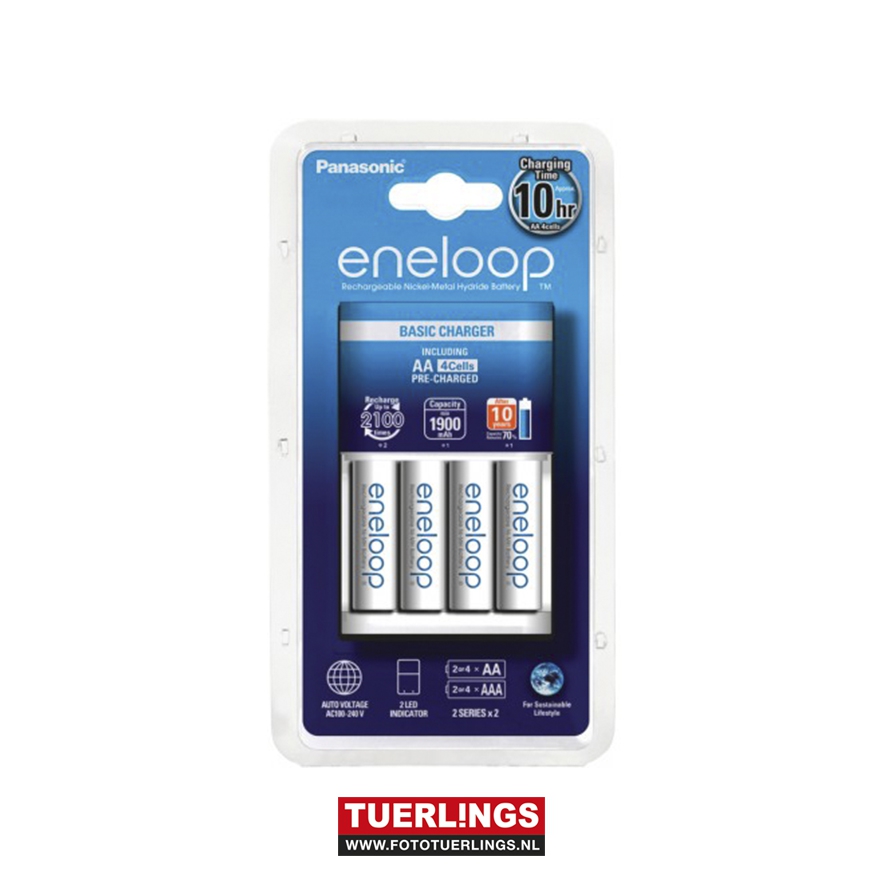 Panasonic Eneloop MQN04 lader + 4x AA 1900MaH