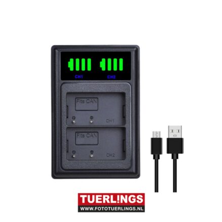 Tuerlings Gold Line dubbel USB lader voor Sony NP-BX1 accu's (o.a. WX300 WX500 HX90 HX99 HX400 RX100 series X3000R)