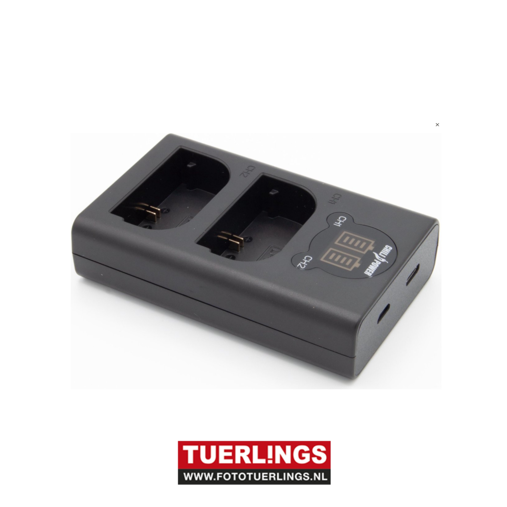 Tuerlings Gold Line dubbel USB lader voor Canon LP-E6(N) accu's