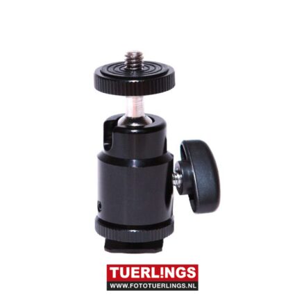 Mini balhoofd voor op hot shoe en 1/4 schroefdraad