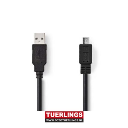 USB 2.0 Kabel A Male – Micro-B Male 2.00 m Zwart