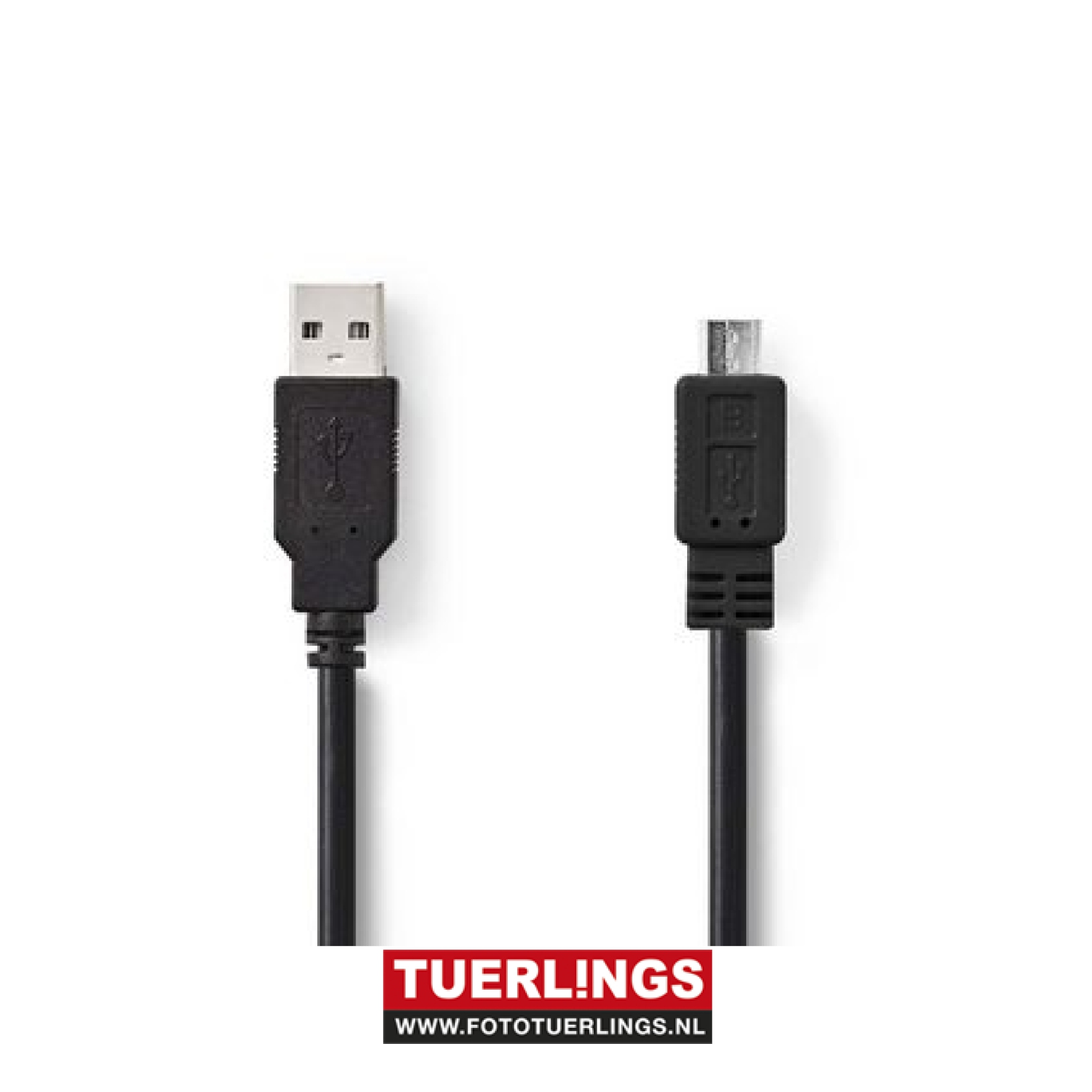 USB 2.0 Kabel A Male - Micro-B Male 2.00 m Zwart