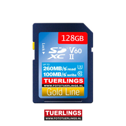 Tuerlings Gold Line 128GB V60 SDXC – class 10 – 260MB/s read – 100MB/s write