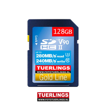 Tuerlings Gold Line 128GB V90 SDXC – class 10 – 280MB/s read – 240MB/s write