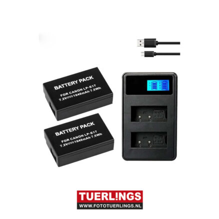 Tuerlings Goldline 2x LP-E17 accu voor Canon + USB dubbel lader