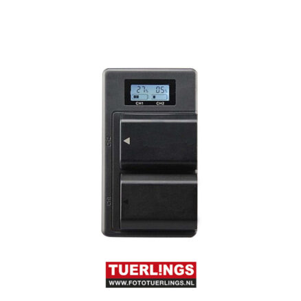 Tuerlings Gold Line Sony FZ100 dubbel USB lader voor o.a. A1 / A9 / A7M4 / A7RM5 (ook te gebruiken met power bank)