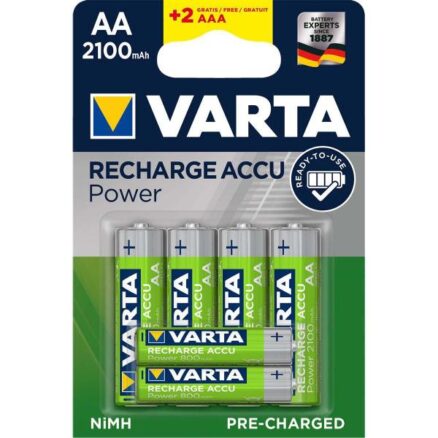 Varta oplaadbare AA batterijen 1.2 V 2100 mAh 4 stuks + AAA batterijen 800mAh 2 stuks