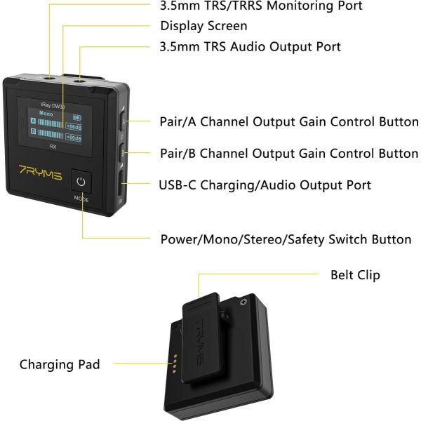 Iray DW30 Wireless Microphone w/ On-Board Recording - Afbeelding 2
