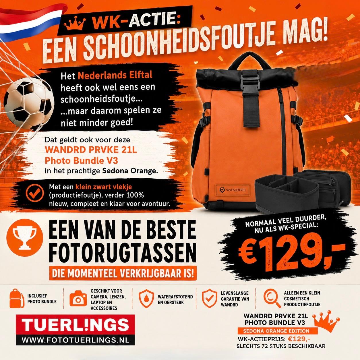 WANDRD PRVKE 21L Sedona Orange WK Edition Photo Bundle V3 (met klein schoonheidsfoutje)