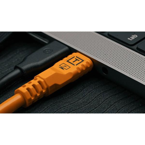 TetherPro Optima 10G USB-C 15' (4.6m) Straight To Right Orange - Afbeelding 2